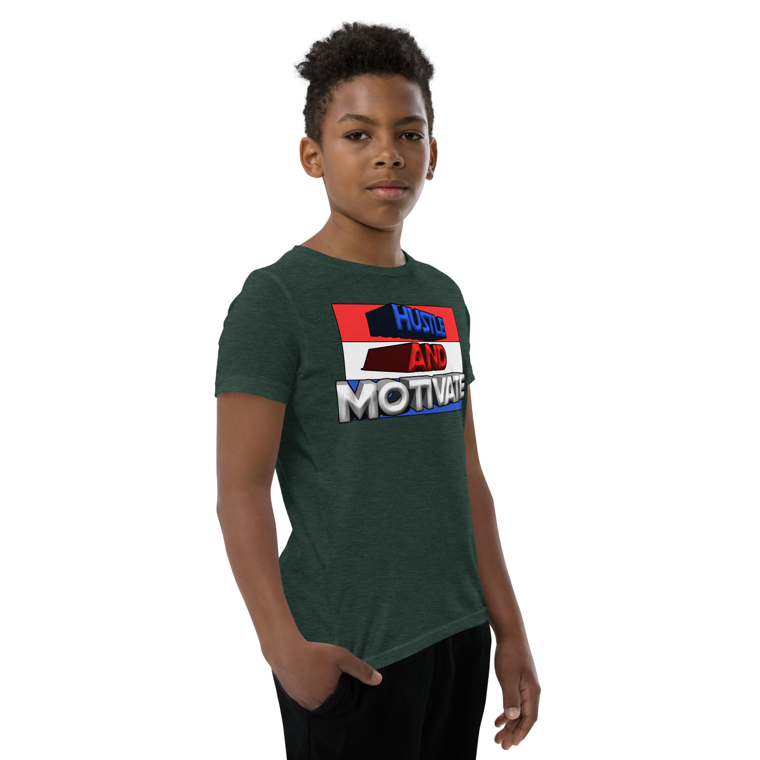 Hustle and Motivate Art Design Youth Short Sleeve T-Shirt