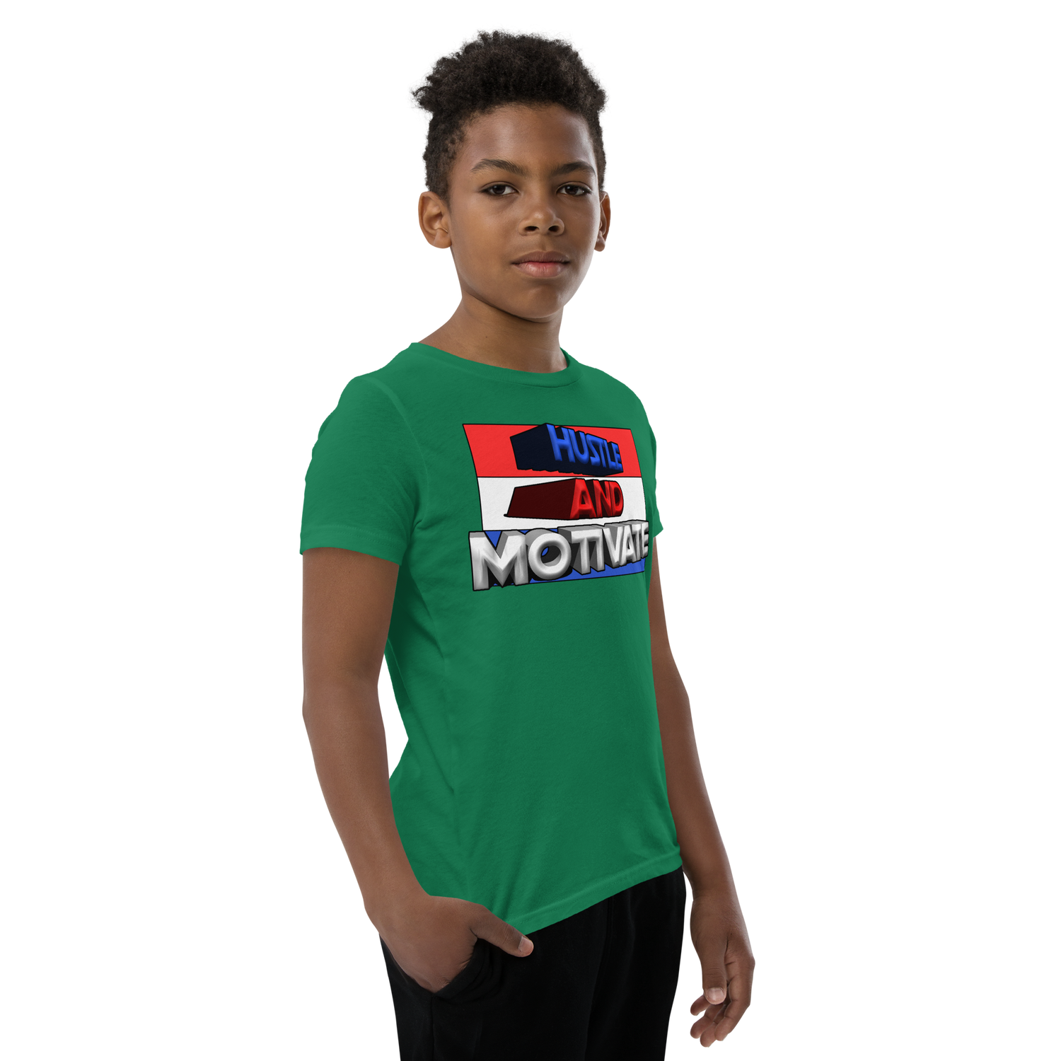 Hustle and Motivate Art Design Youth Short Sleeve T-Shirt