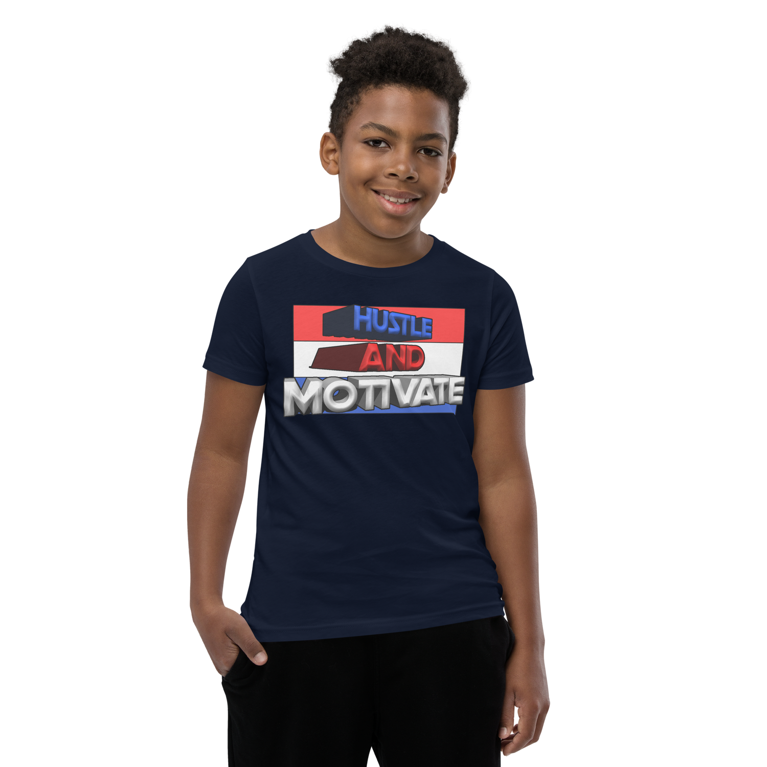 Hustle and Motivate Art Design Youth Short Sleeve T-Shirt