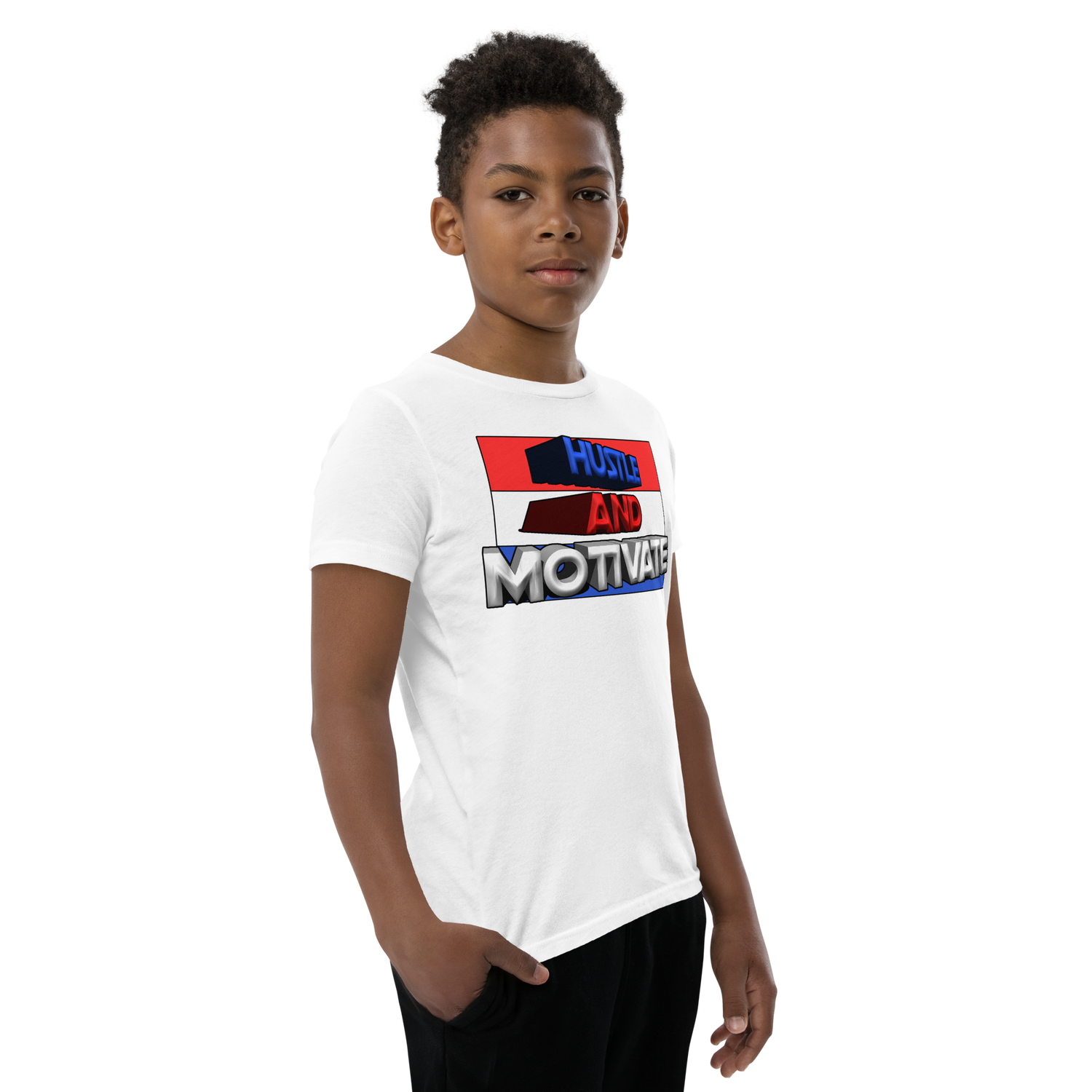 Hustle and Motivate Art Design Youth Short Sleeve T-Shirt