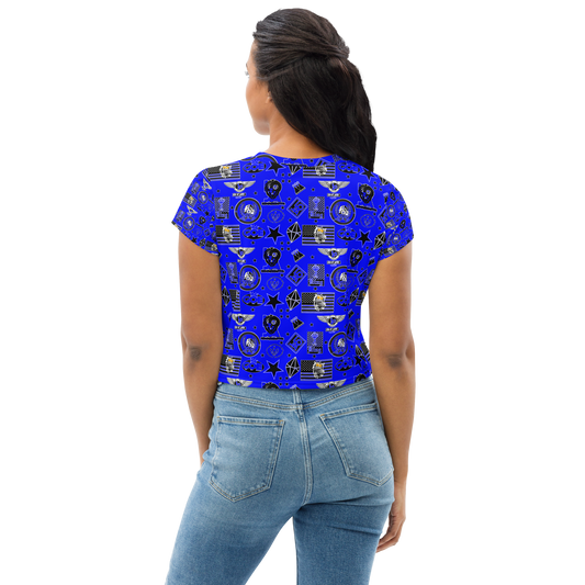 Lion Of Judah Apparel Blue Pattern Design All Over Print Crop Tee