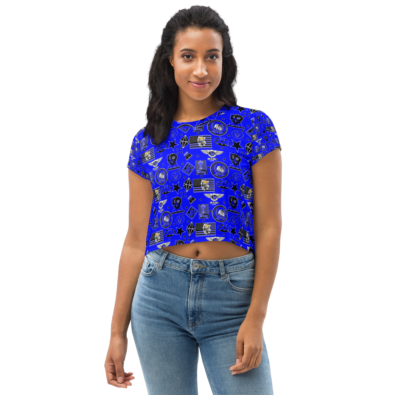 Lion Of Judah Apparel Blue Pattern Design All Over Print Crop Tee