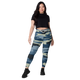 Lion Of Judah Black Logo light Blue & Dark Blue & White Camo with Dots Graphic Design V.7 Leggings with pockets