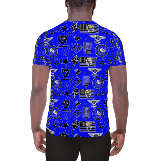 Lion Of Judah Apparel Blue Pattern Design All Over Print Men's Athletic T-shirt