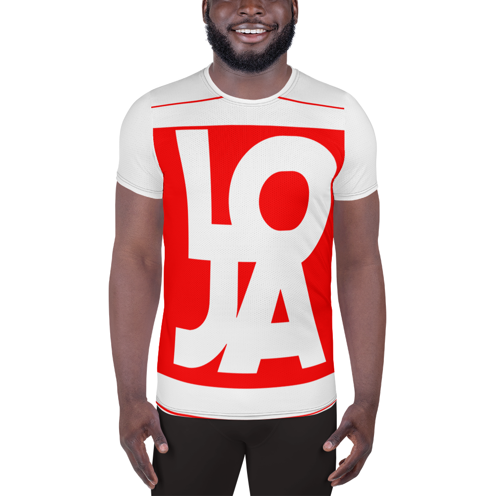 Lion Of Judah Apparel Logo Fire Engine Red All Over Print Men's Athletic T-shirt