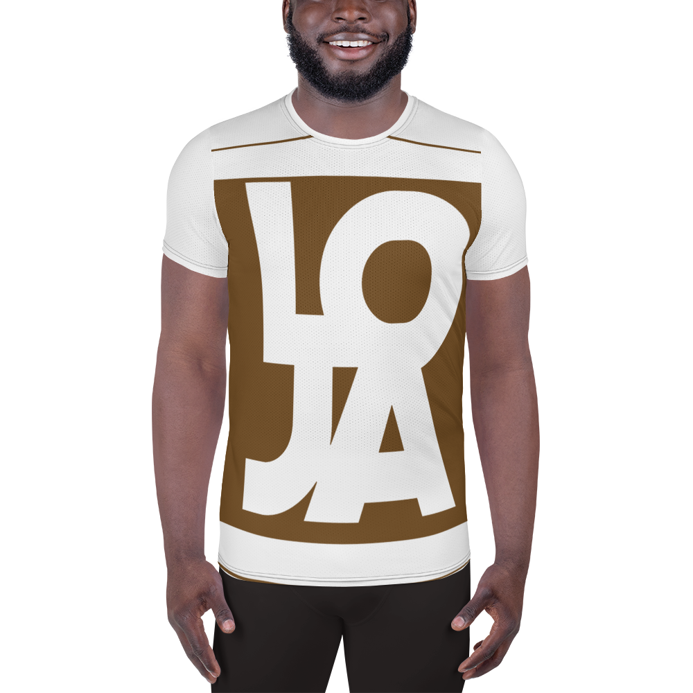 (Big Print) Chocolate Brown Mocha Lion Of Judah Apparel Logo All Over Print Men's Athletic T-shirt