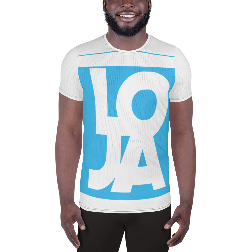 Lion Of Judah Apparel Logo Baby Blue  All Over Print Men's Athletic T-shirt