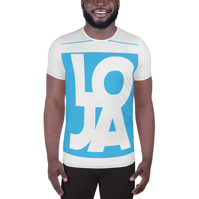 Lion Of Judah Apparel Logo Baby Blue  All Over Print Men's Athletic T-shirt