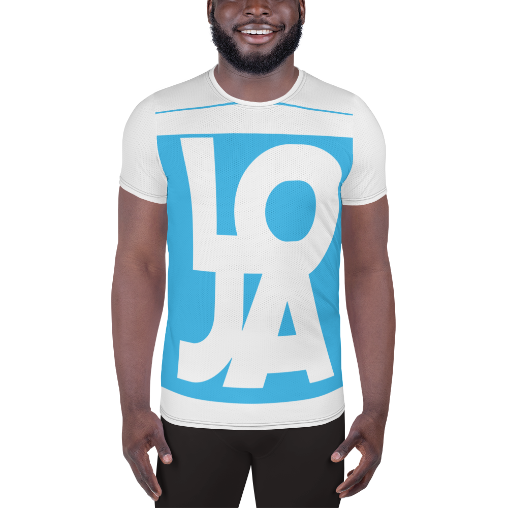 (Big Print) Baby Blue Lion Of Judah Apparel Logo All Over Print Men's Athletic T-shirt