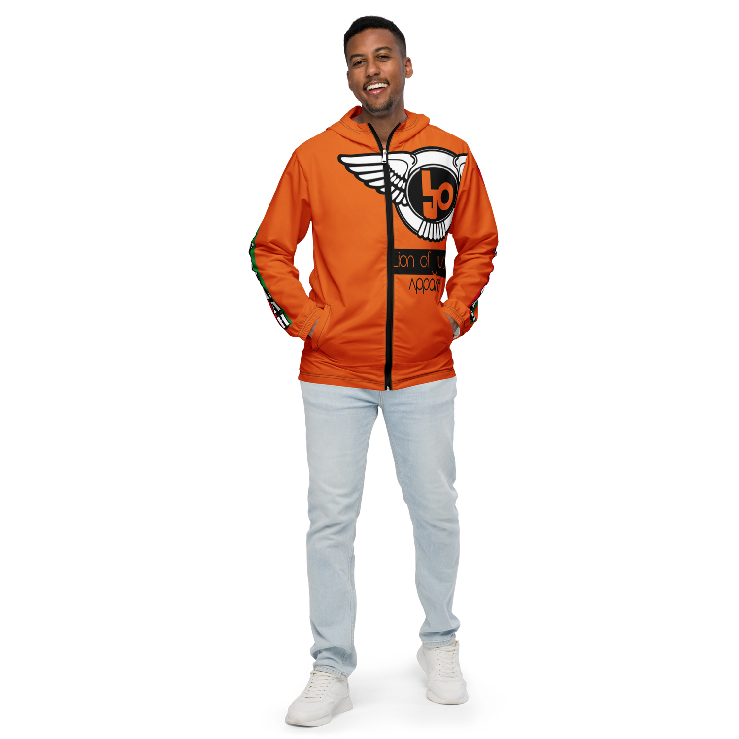 Lion Of Judah Logo Design Men’s Orange windbreaker