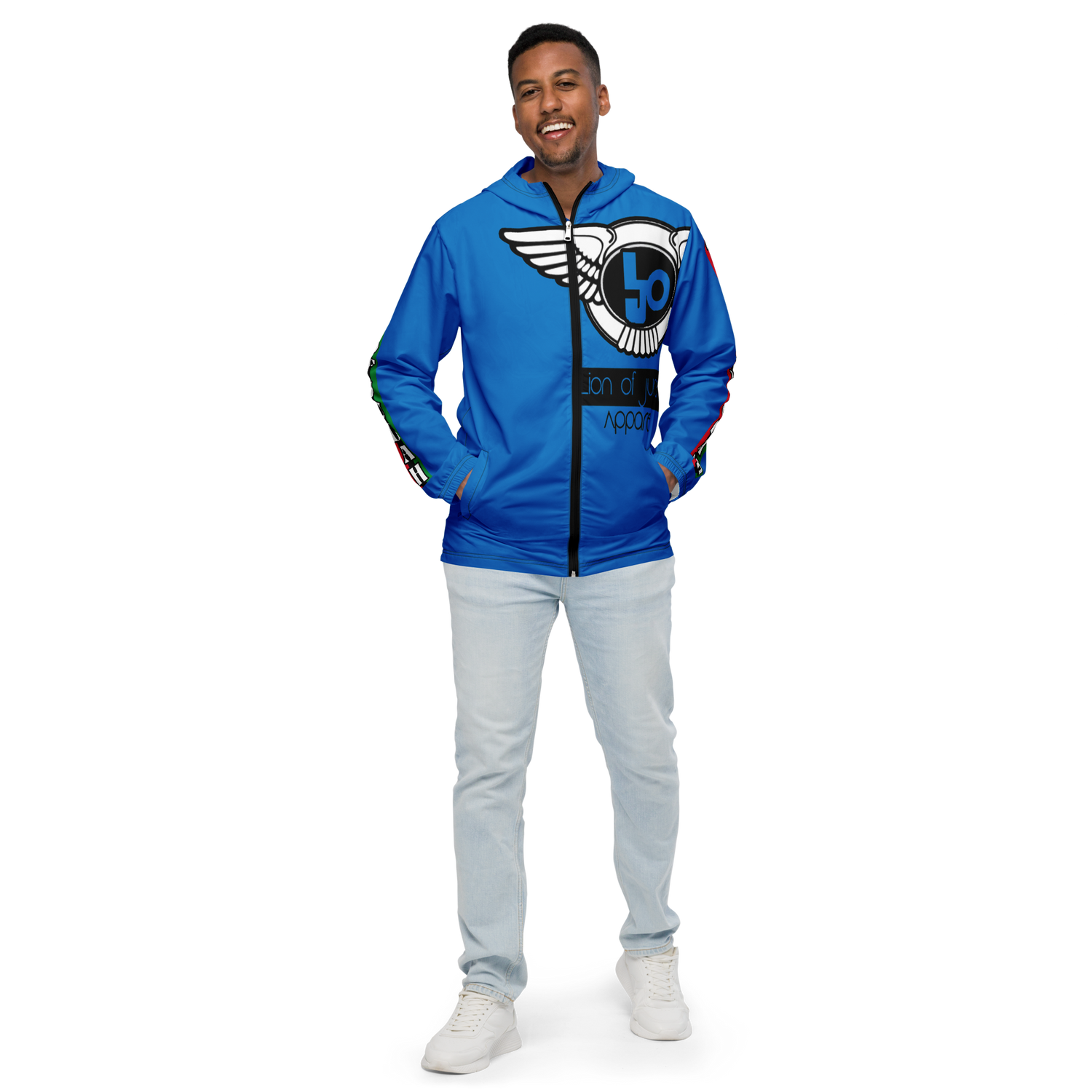 Lion Of Judah Logo Design Men’s Navy Blue windbreaker