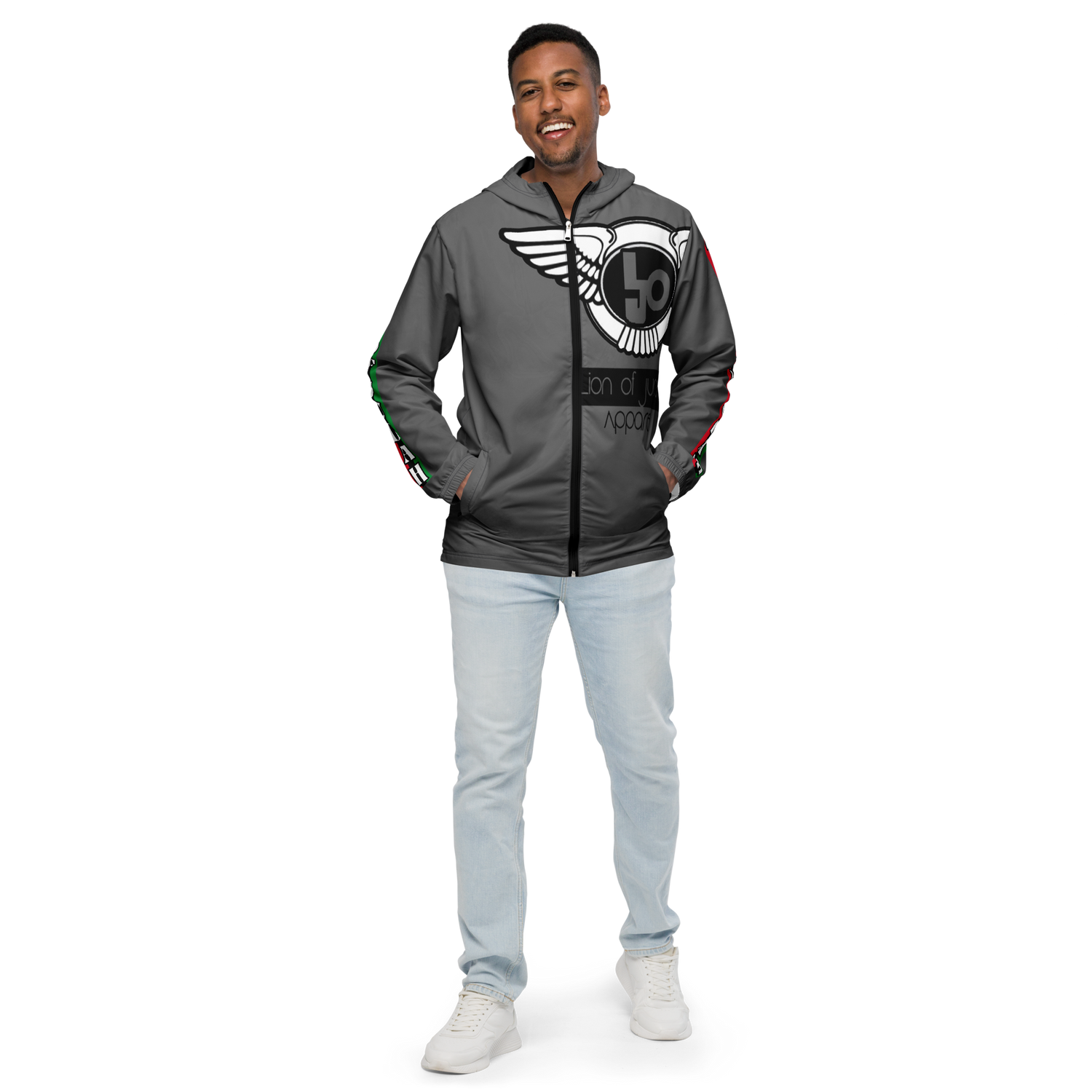 Lion Of Judah Logo Design Men’s Grey windbreaker