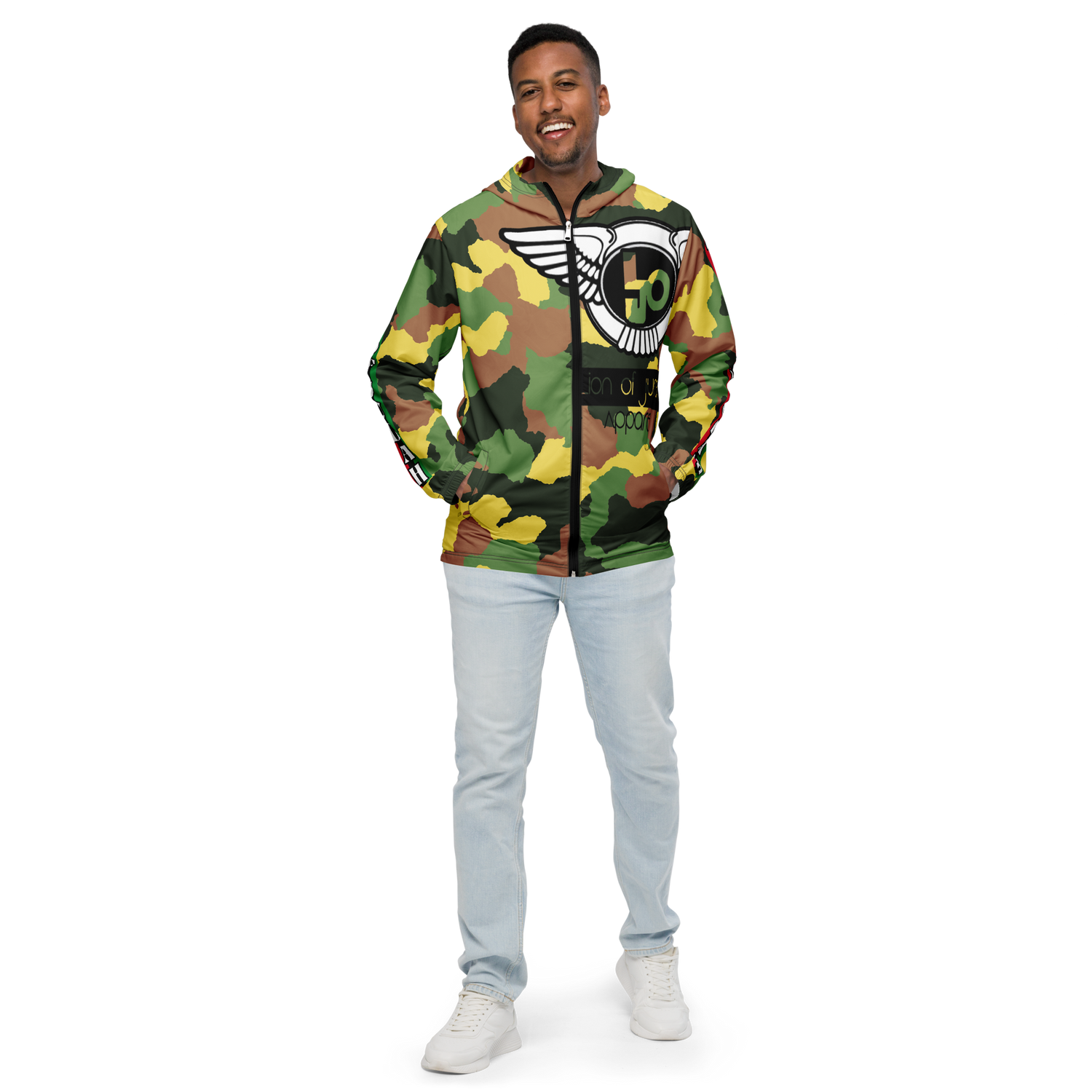 Lion Of Judah Black Logo Camo Graphic Design Men’s windbreaker