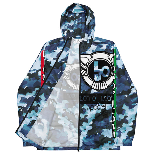 Lion Of Judah Black Logo Graphic Design Camo V.2 Men's Windbreaker
