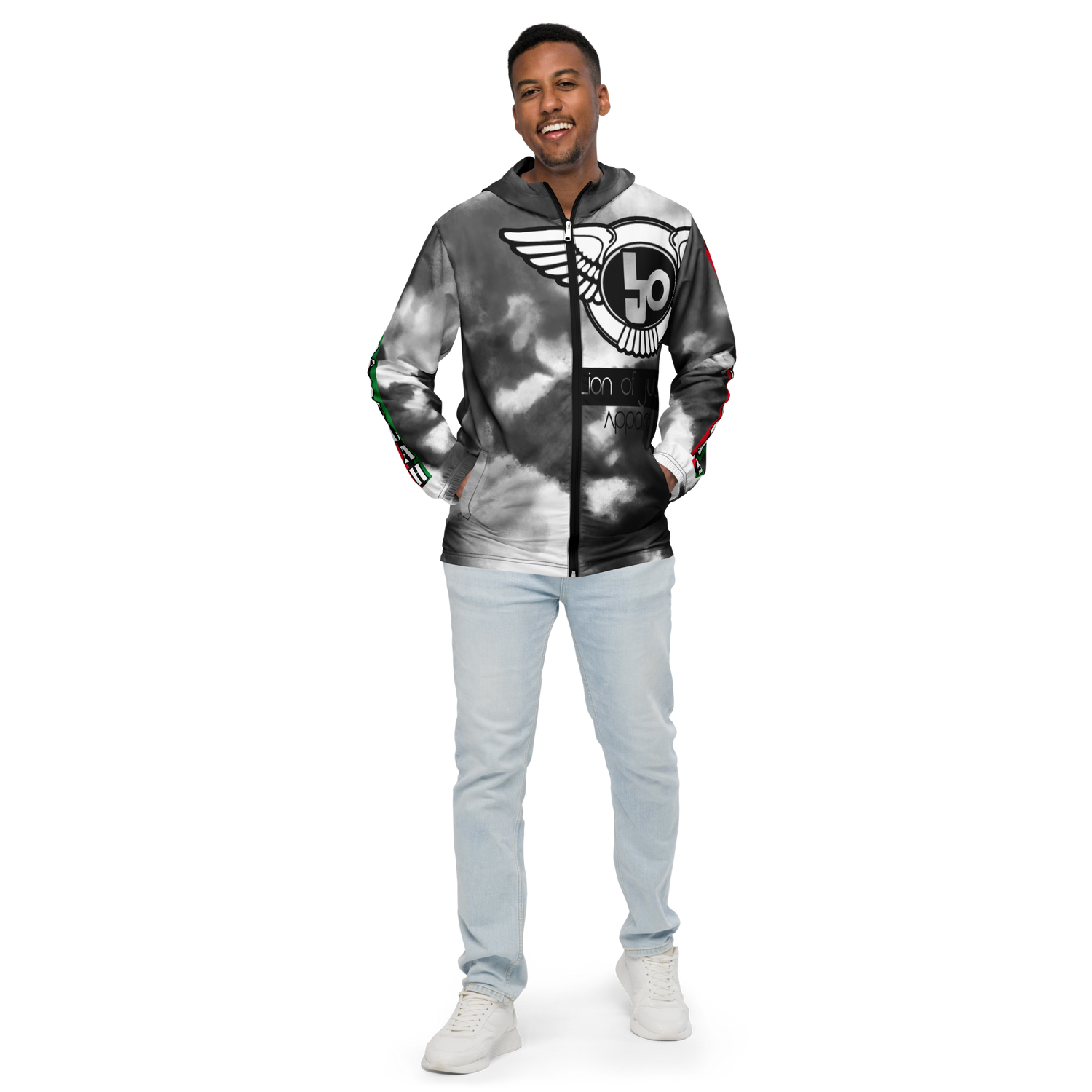 Lion Of Judah Black Logo Black & Grey Graphic Design Men's Windbreaker
