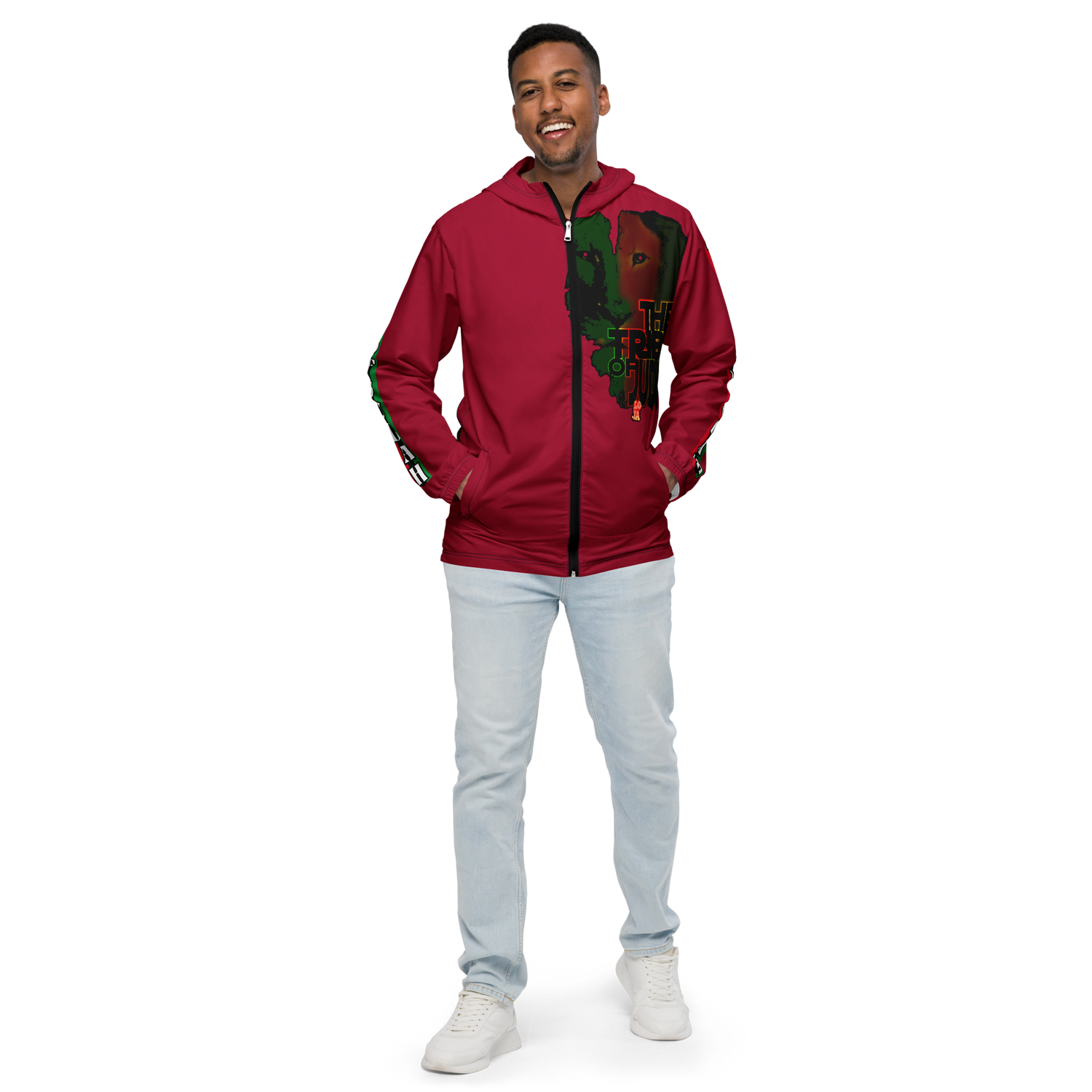Tribe Of Judah  Lion Graphic Design Men's Red Windbreaker