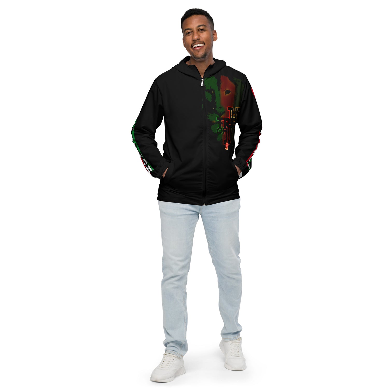 Tribe Of Judah  Lion Graphic Design Men's Black Windbreaker