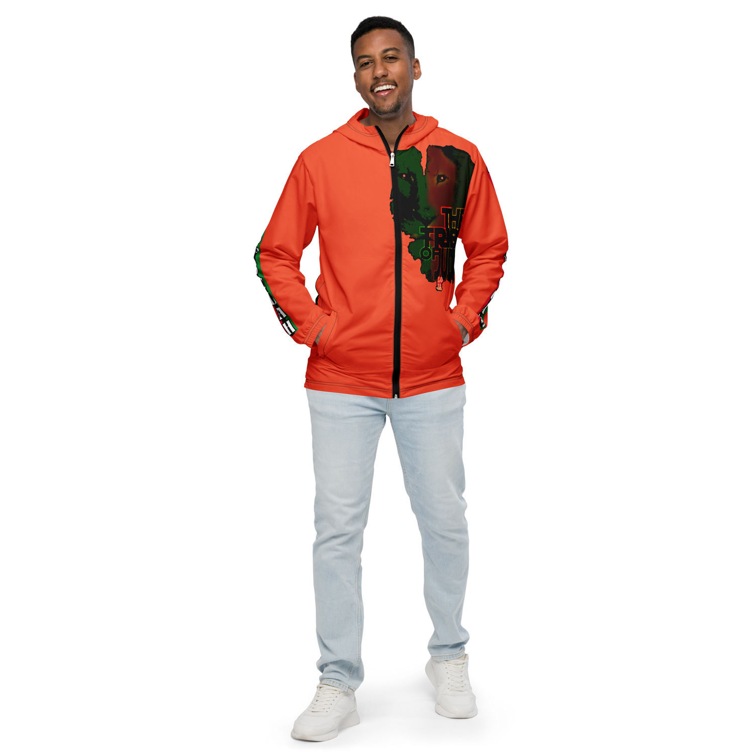 Tribe Of Judah  Lion Graphic Design Men's Orange Windbreaker