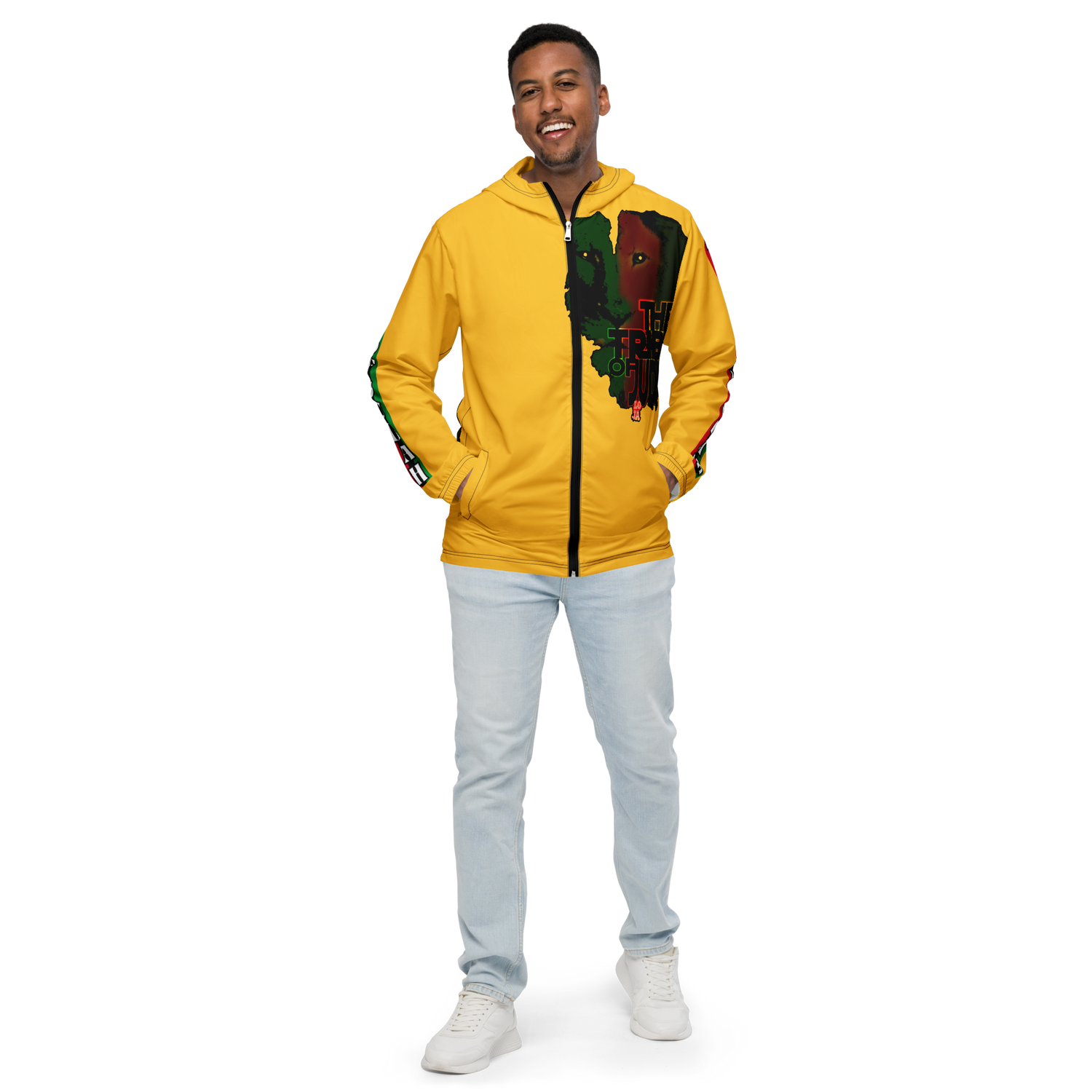 Tribe Of Judah Lion Graphic Design Men's Yellow Windbreaker
