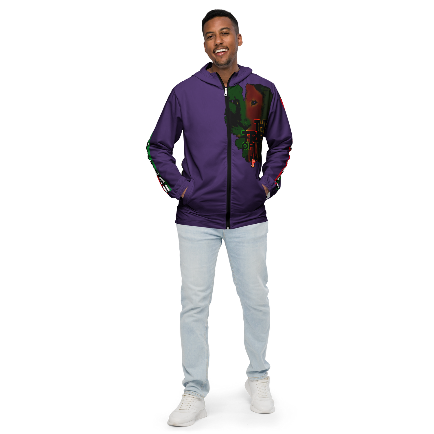 Tribe Of Judah  Lion Graphic Design Men's Purple Windbreaker