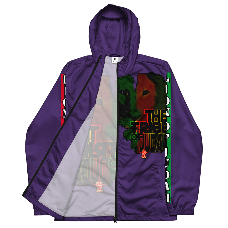 Tribe Of Judah  Lion Graphic Design Men's Purple Windbreaker