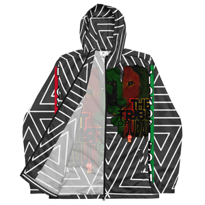 Tribe Of Judah Lion Black & White Abstract shape stripe Graphic Design Men’s windbreaker
