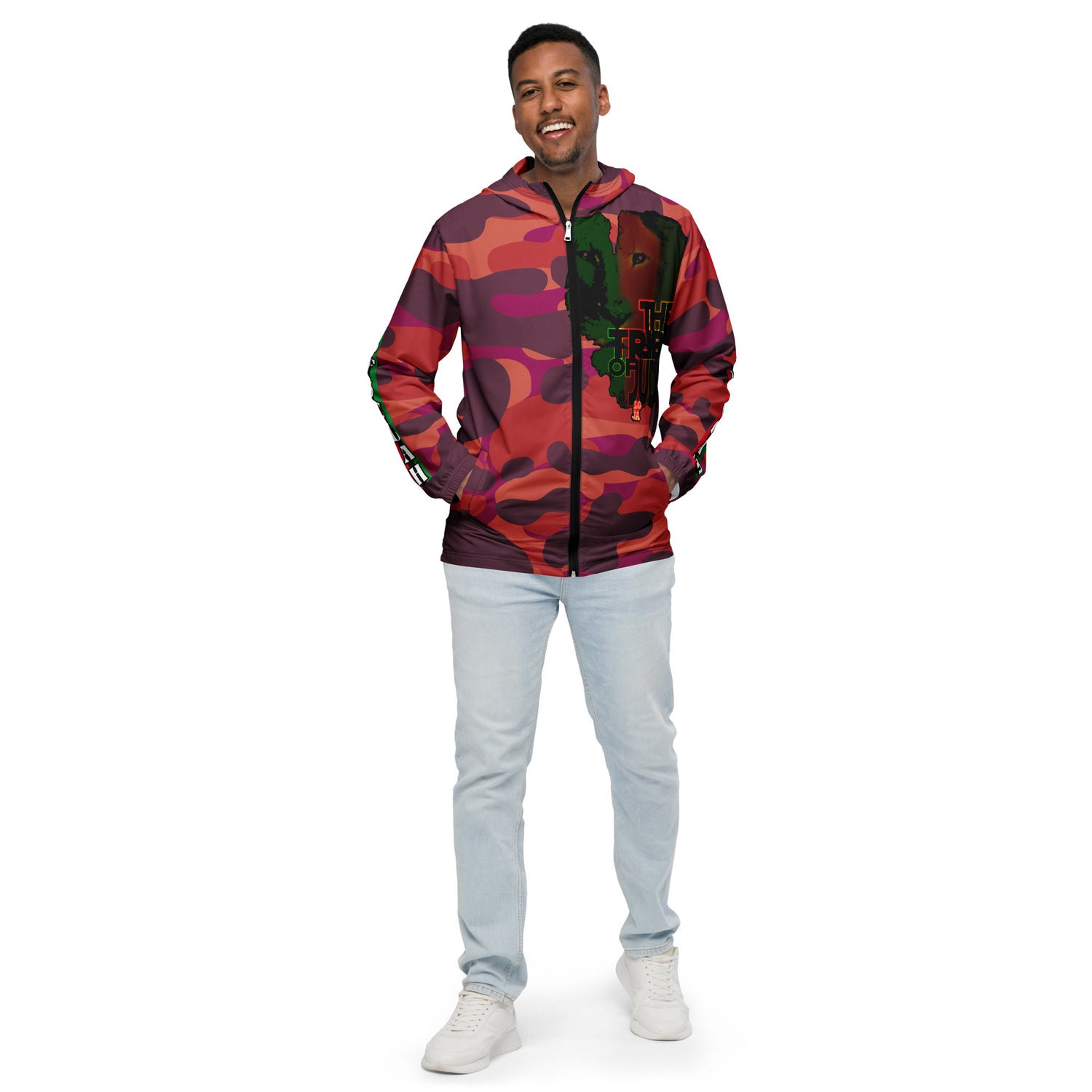 Tribe Of Judah Lion Red Camo Graphic Design V.2 Men’s windbreaker