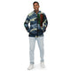 Tribe Of Judah Lion light Blue & Dark Blue & White Camo with Dots Graphic Design V.3 Men’s windbreaker