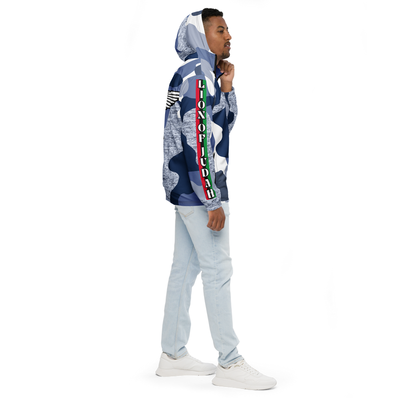 Lion Of Judah Black Logo Pattern Design Men’s windbreaker