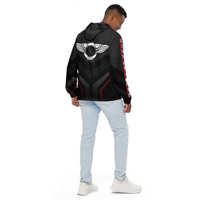 Lion Of Judah Black Logo Black V Shaped Graphic Design V.4 Men’s windbreaker