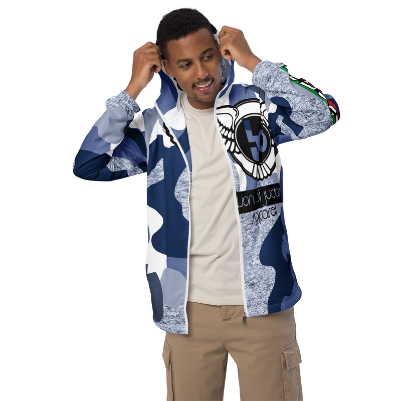 Lion Of Judah Black Logo Pattern Design Men’s windbreaker