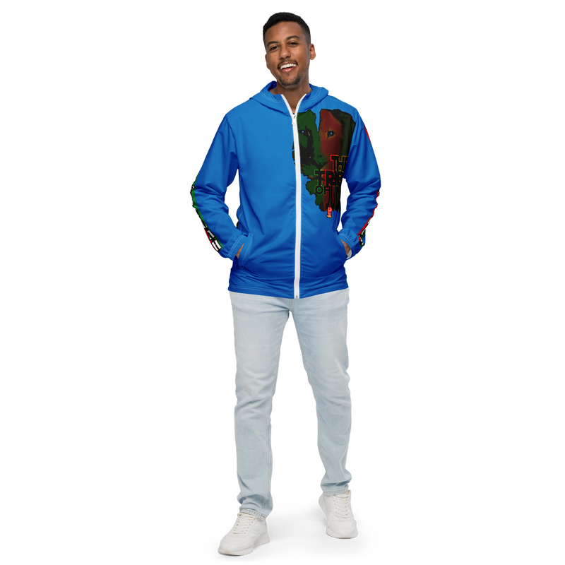 Tribe Of Judah  Lion Graphic Design Men's Navy Blue Windbreaker
