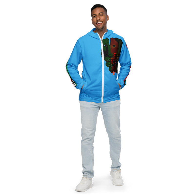 Tribe Of Judah  Lion Graphic Design Men's Deep Sky Blue Windbreaker