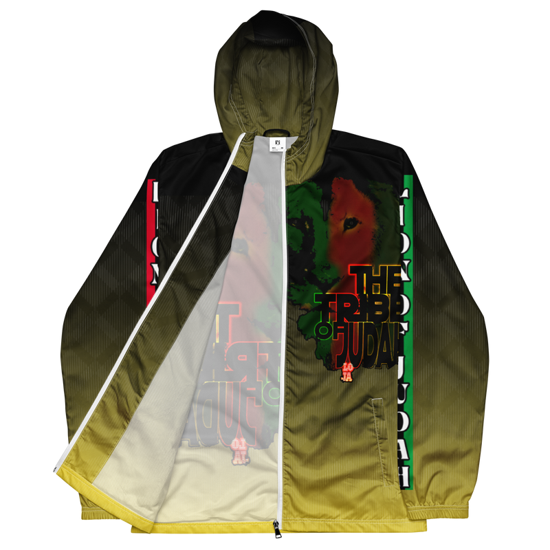 Tribe Of Judah Lion Black to Yellow Fade Graphic Design Men’s windbreaker