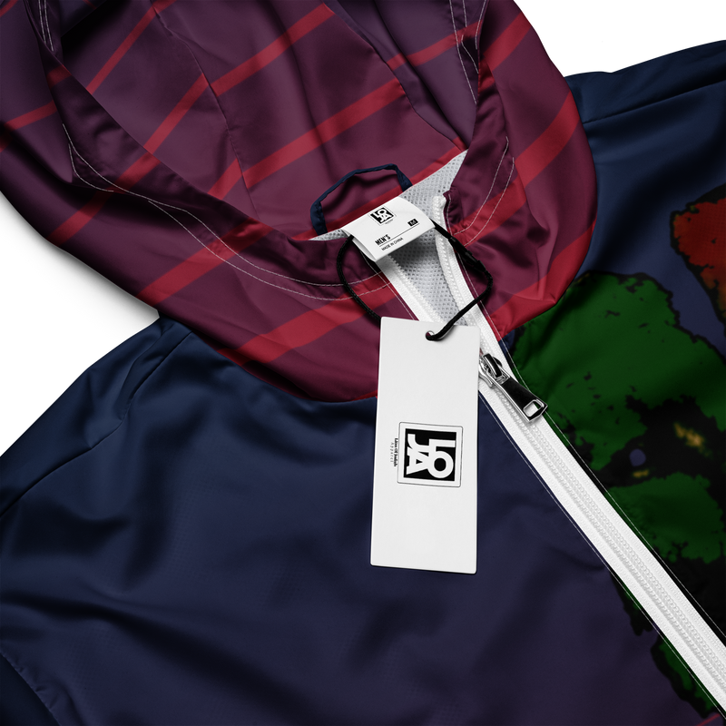 Tribe Of Judah Lion Blue Fade into Red Stripe Graphic Design Men’s windbreaker