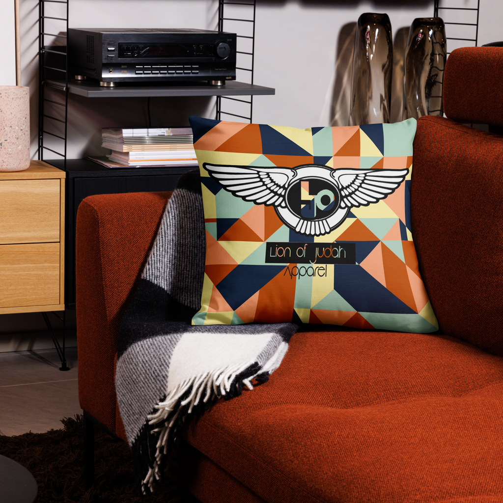 (L.O.J) Lion Of Judah Black Logo Design V.1 Design Premium Pillow