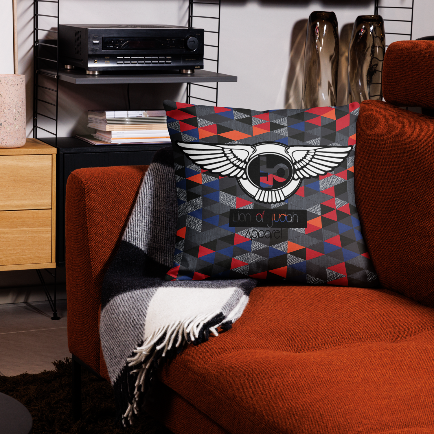 Lion Of Judah Black Logo Graphic Design V.2 Design Premium Pillow