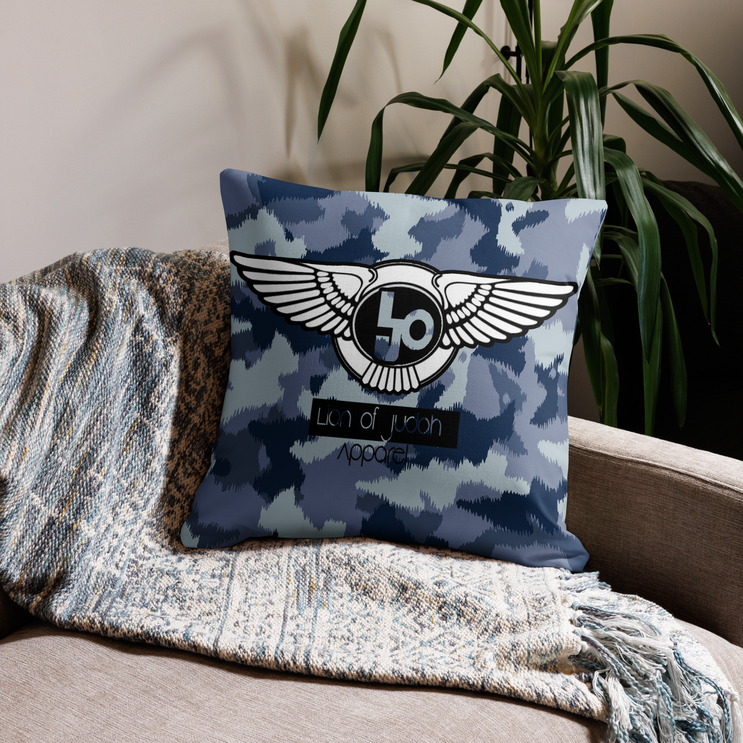 Lion Of Judah Black Logo Graphic Design V.4 Design Premium Pillow