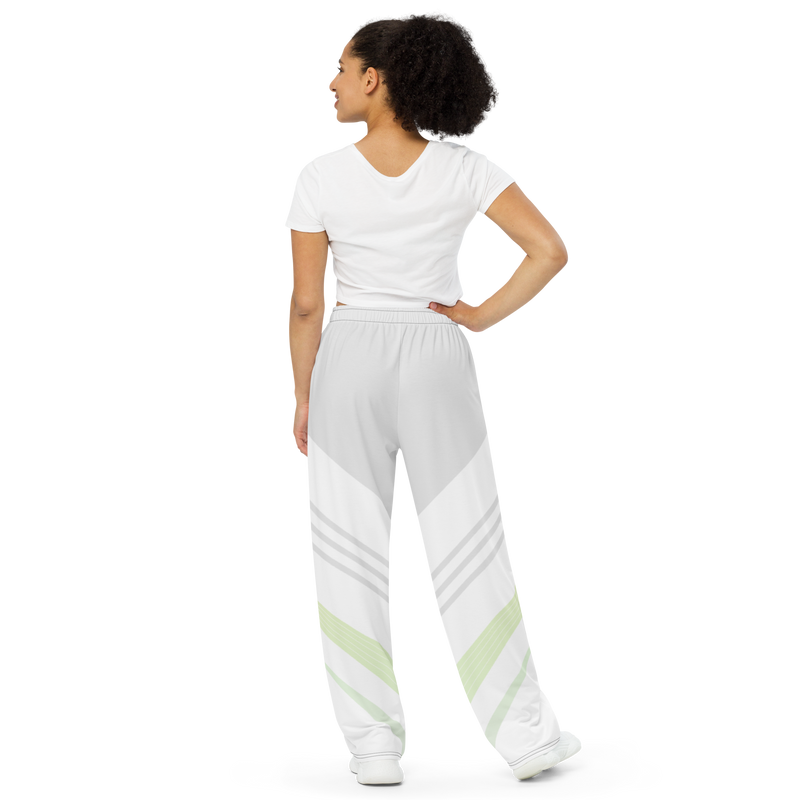Lion Of Judah Black Logo White Yellow V Shaped Graphic Design V.6 Unisex Wide-Leg Pants