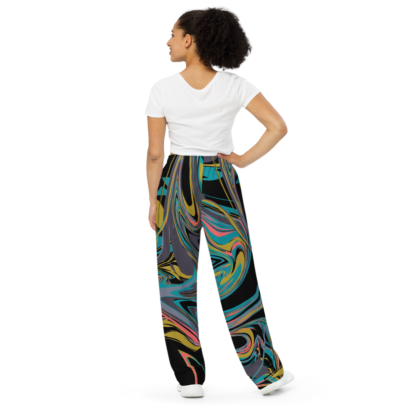 Lion Of Judah Black Logo Color Liquid Graphic Design Unisex Wide-Leg Pants