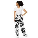 (L.O.J) Lion Of Judah Black Logo Zebra Black & White Pattern Graphic Design Unisex Wide-Leg Pants