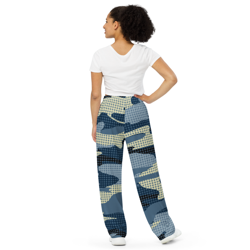 Lion Of Judah Black Logo Camo Pattern Graphic Design Unisex Wide-Leg Pants