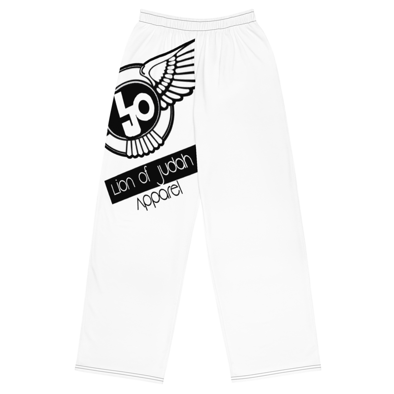 Lion Of Judah Logo Design white Unisex Wide-Leg Pants
