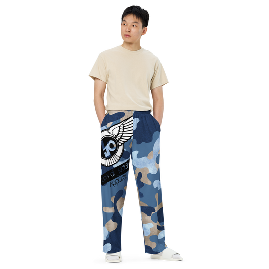 Lion Of Judah Black Logo Graphic Design Camo V.3 Unisex Wide-Leg Pants