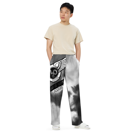 Lion Of Judah Black Logo Black & Grey Graphic Design unisex wide-leg pants