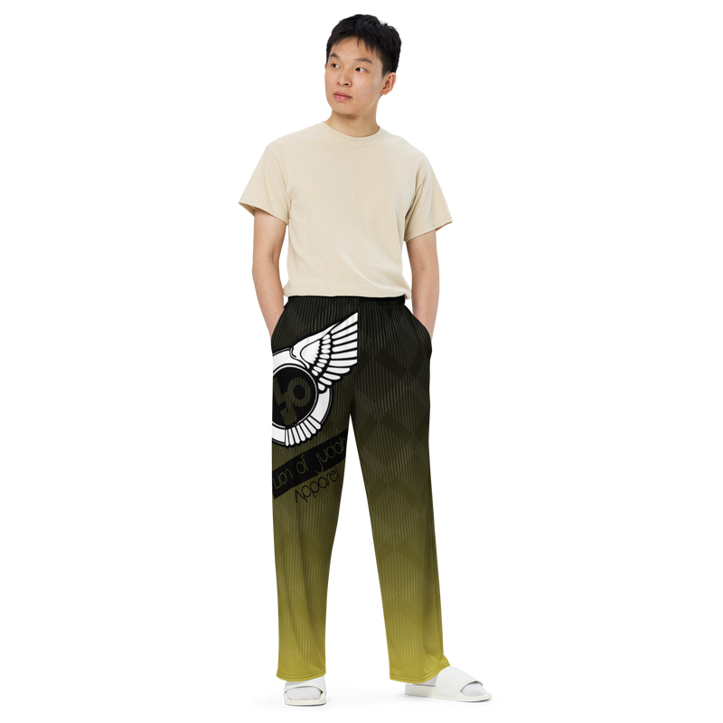 Lion Of Judah Black Logo Black Yellow fade Graphic Design V.3 Unisex Wide-Leg Pants