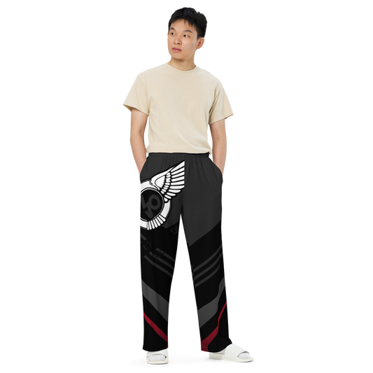 Lion Of Judah Black Logo Black V Shaped Graphic Design V.4 Unisex Wide-Leg Pants
