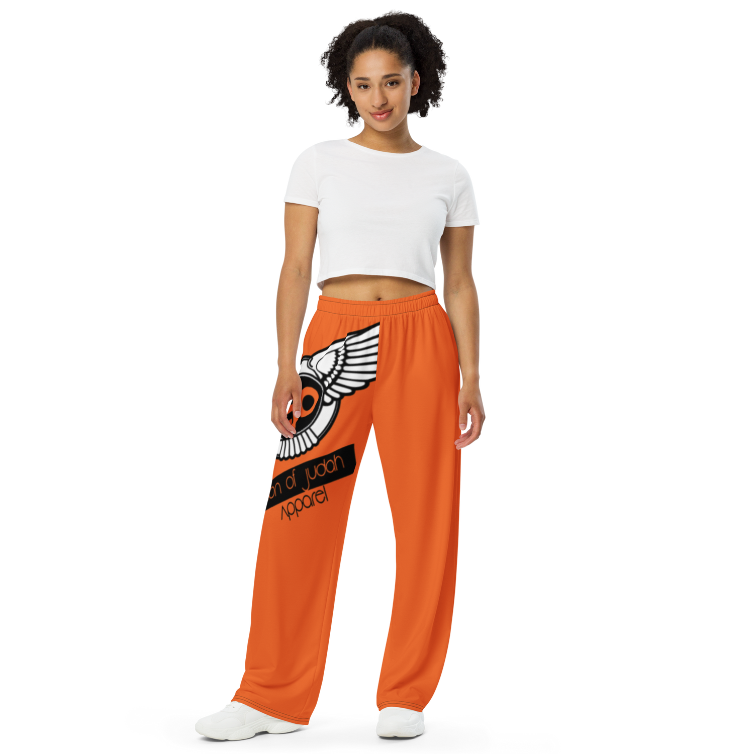 Lion Of Judah Black Logo Orange Graphic Design Unisex Wide-Leg Pants
