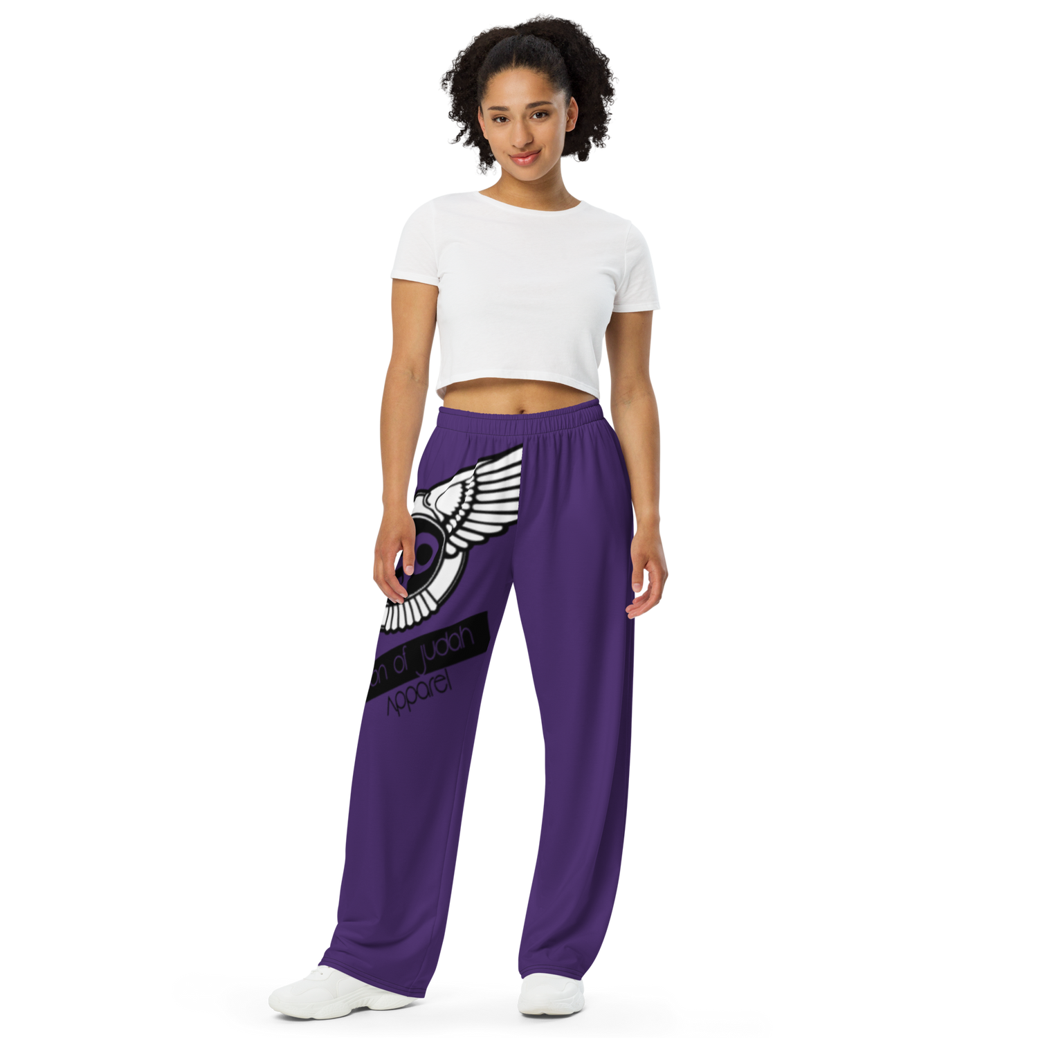 Lion Of Judah Black Logo Purple Graphic Design Unisex Wide-Leg Pants