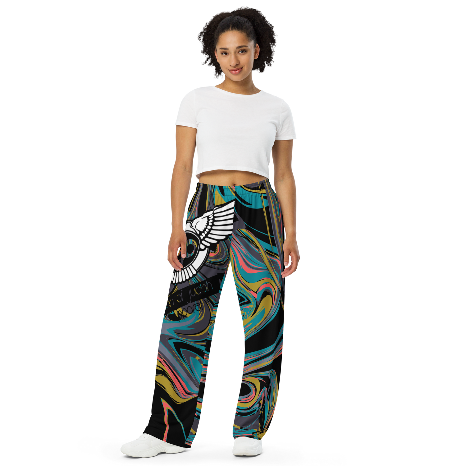Lion Of Judah Black Logo Color Liquid Graphic Design Unisex Wide-Leg Pants